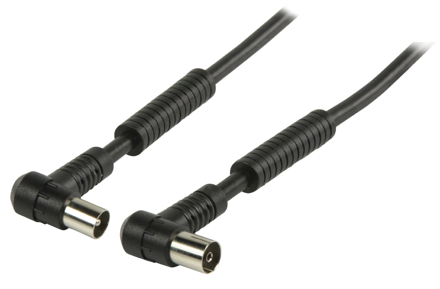 Valueline Koaxkabel 120 dB abgewinkelt Koax-Stecker - Koax-Kupplung 1.50 m Schwarz