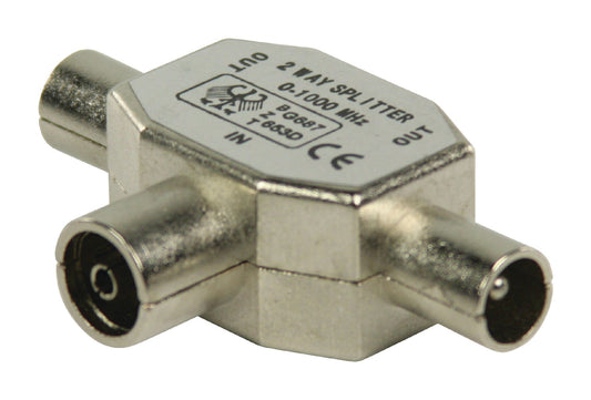 Valueline Koax-Adapter 2x Koax male - Koax-Kupplung Silber