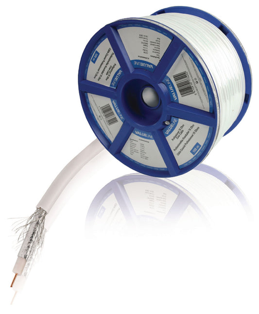 Valueline Antennenkabel auf Rolle RG59 5.5 mm 100 m Weiss