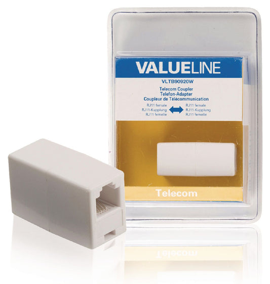 Valueline Telefonadapter RJ11 (6P4C) female - RJ11 (6P4C) female Weiss