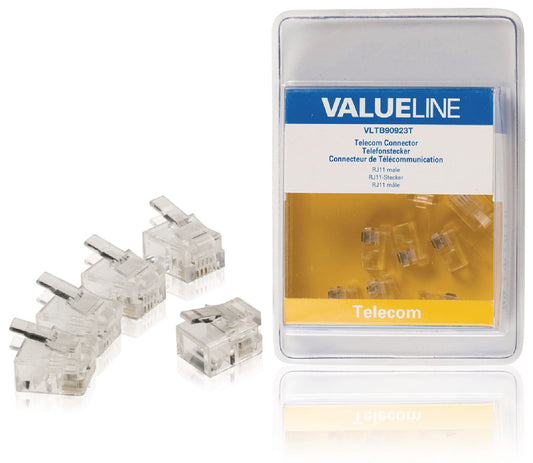 Valueline Telefondose RJ11 Male PVC Transparent
