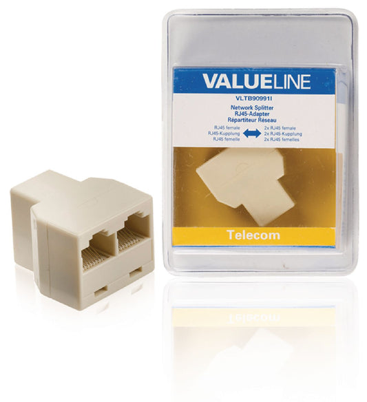 Valueline Telefonadapter RJ45 (8P4C) female - 2x RJ45 (4/8) female Elfenbein