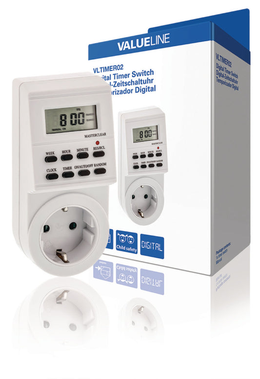 Valueline Zeitschaltuhr Digtal Innenbereich 1 min. 3600 W