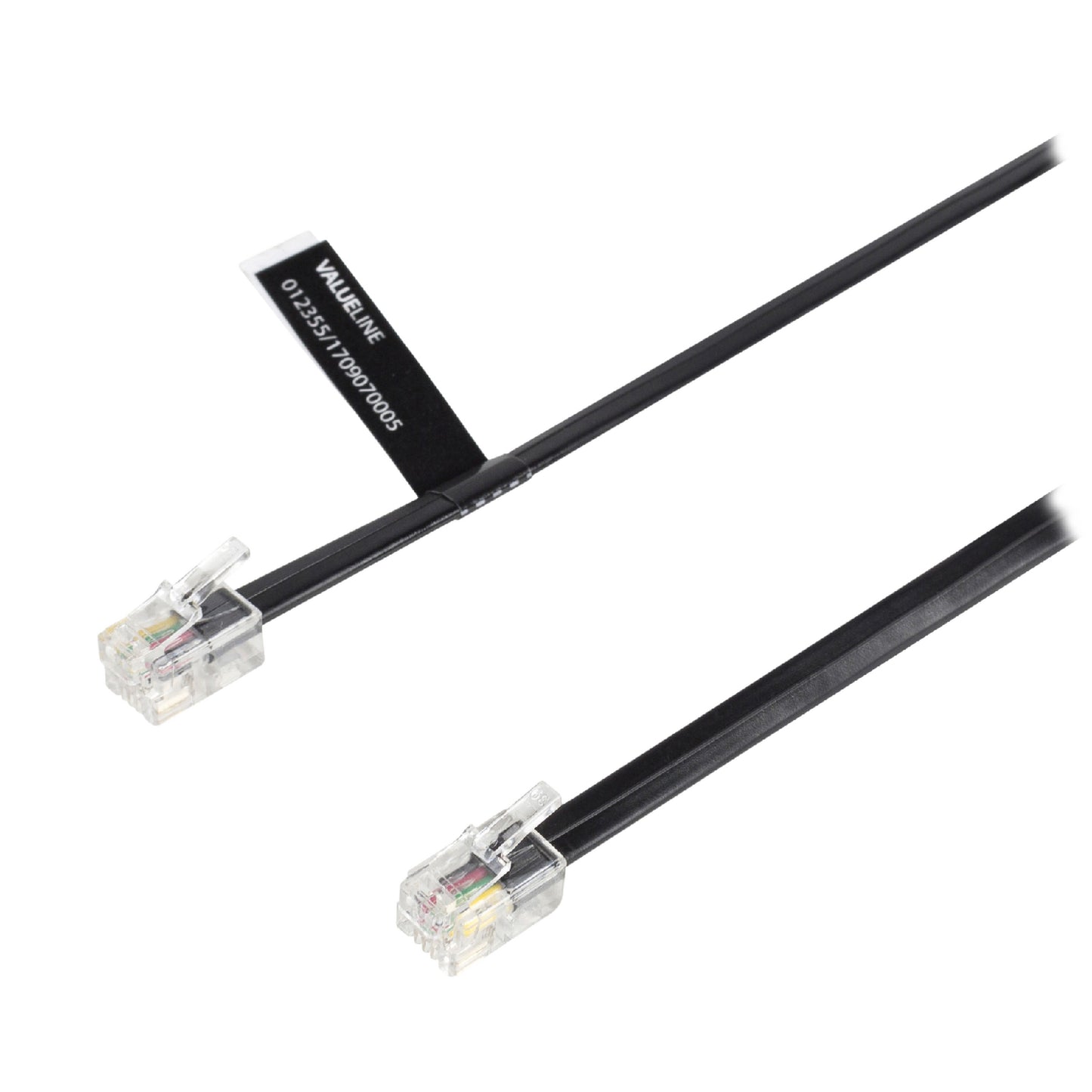 Valueline Telefonkabel RJ10 (4P4C) male - RJ10 (4P4C) male flach 5.00 m Schwarz