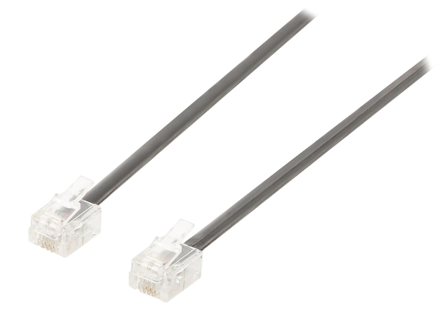 Valueline Telefonkabel RJ11 (6P4C) female - RJ11 (6P4C) female flach 2.00 m Schwarz