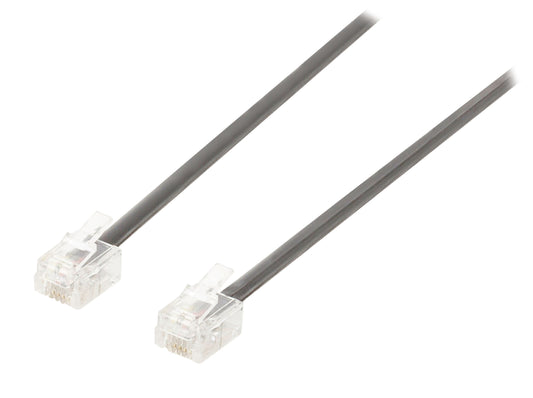 Valueline Telefonkabel RJ11 (6P4C) female - RJ11 (6P4C) female flach 2.00 m Schwarz