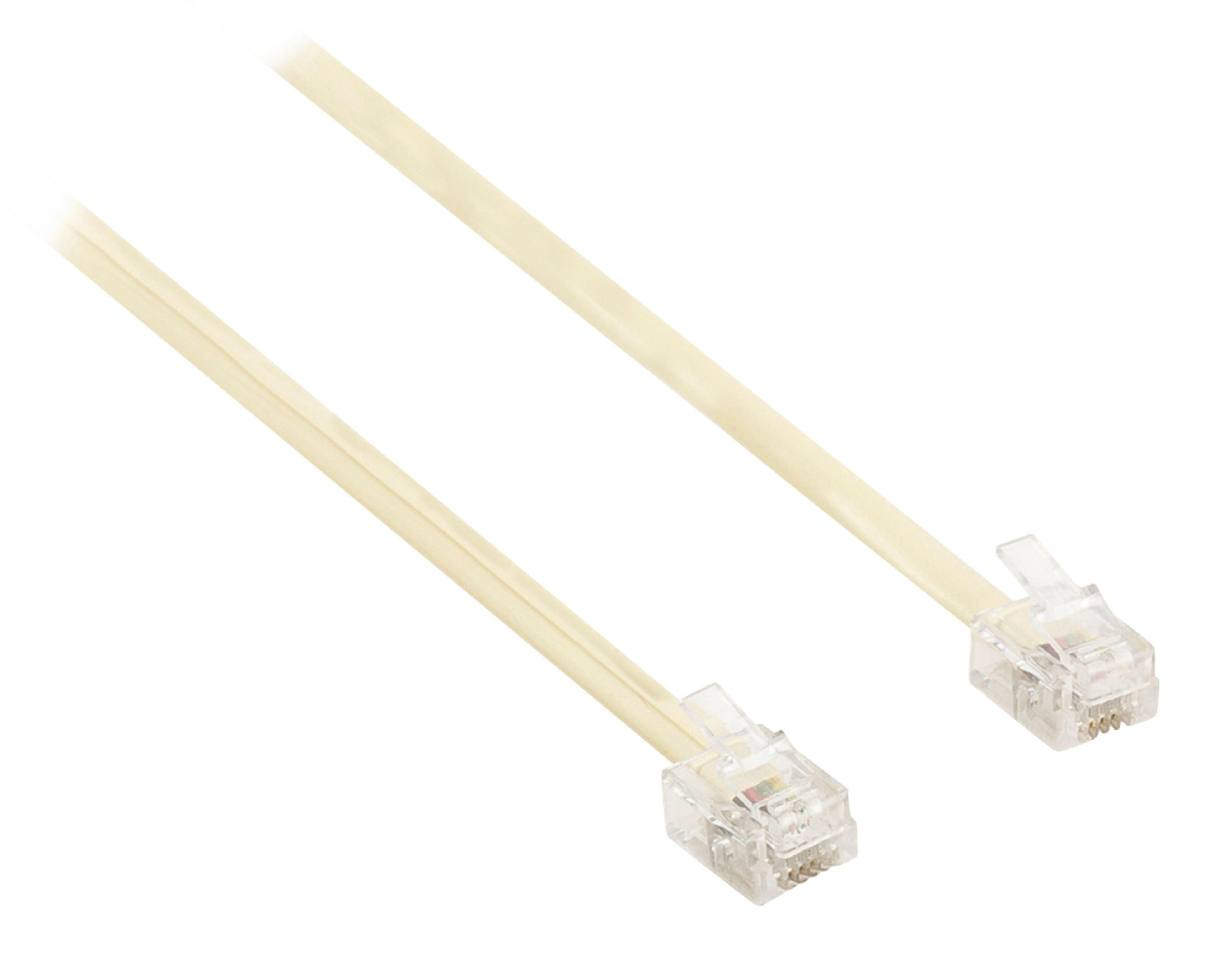 Valueline Telefonkabel RJ11 (6P4C) female - RJ11 (6P4C) female flach 2.00 m Elfenbein