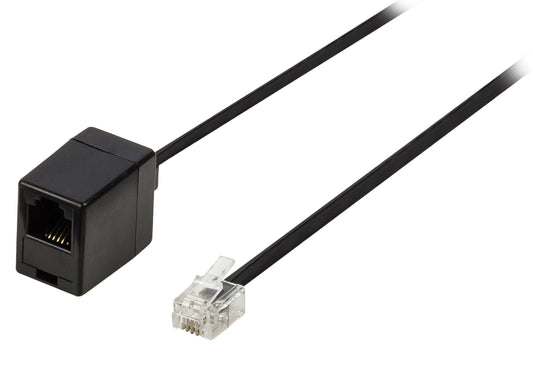 Valueline Telefon-Verlängerungskabel RJ11 (6P4C) female - RJ11 (6P4C) male flach 10.0 m Schwarz