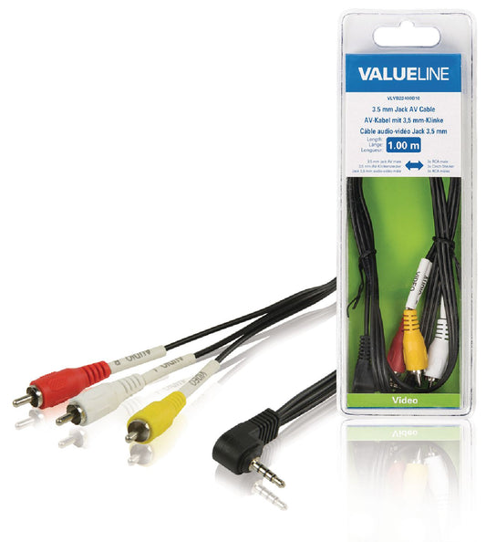 Valueline Composite-Videokabel 3.5 mm male - 3x RCA male 1.00 m Schwarz