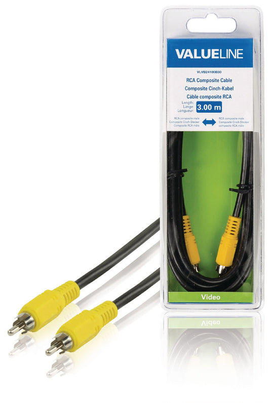 Valueline Composite-Videokabel RCA male - RCA male 3.00 m Schwarz