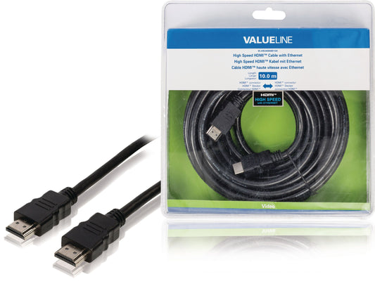 Valueline High Speed HDMI Kabel mit Ethernet HDMI Anschluss - HDMI Anschluss 10.0 m Schwarz