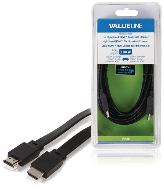 Valueline High Speed HDMI Kabel mit Ethernet HDMI Anschluss - HDMI Anschluss 3.00 m Schwarz