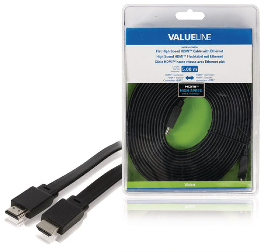 Valueline High Speed HDMI Kabel mit Ethernet HDMI Anschluss - HDMI Anschluss 5.00 m Schwarz