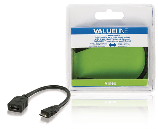 Valueline High Speed HDMI Kabel mit Ethernet HDMI Mini Stecker - HDMI-Buchse 0.20 m Schwarz