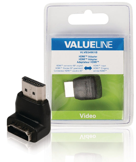 Valueline High-Speed-HDMI mit Ethernet-Adapter 90° abgewinkelt HDMI Anschluss - HDMI-Buchse Schwarz