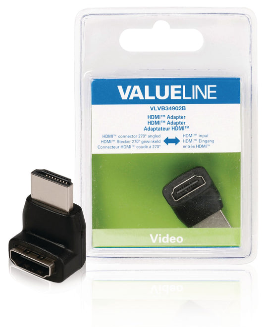 Valueline High-Speed-HDMI mit Ethernet-Adapter 270° abgewinkelt HDMI Anschluss - HDMI-Buchse Schwarz
