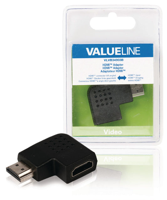 Valueline High-Speed-HDMI mit Ethernet-Adapter links abgewinkelt HDMI Anschluss - HDMI-Buchse Schwarz