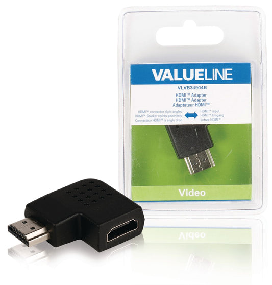 Valueline High-Speed-HDMI mit Ethernet-Adapter rechts abgewinkelt HDMI Anschluss - HDMI-Buchse Schwarz