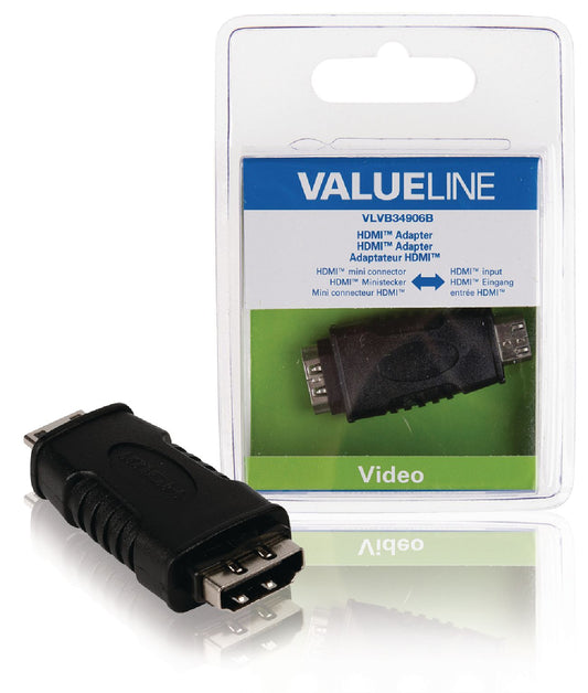 Valueline High-Speed-HDMI mit Ethernet-Adapter HDMI Mini Stecker - HDMI-Buchse Schwarz