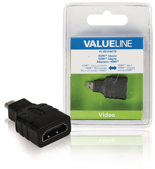 Valueline High-Speed-HDMI mit Ethernet-Adapter HDMI Micro Stecker - HDMI-Buchse Schwarz