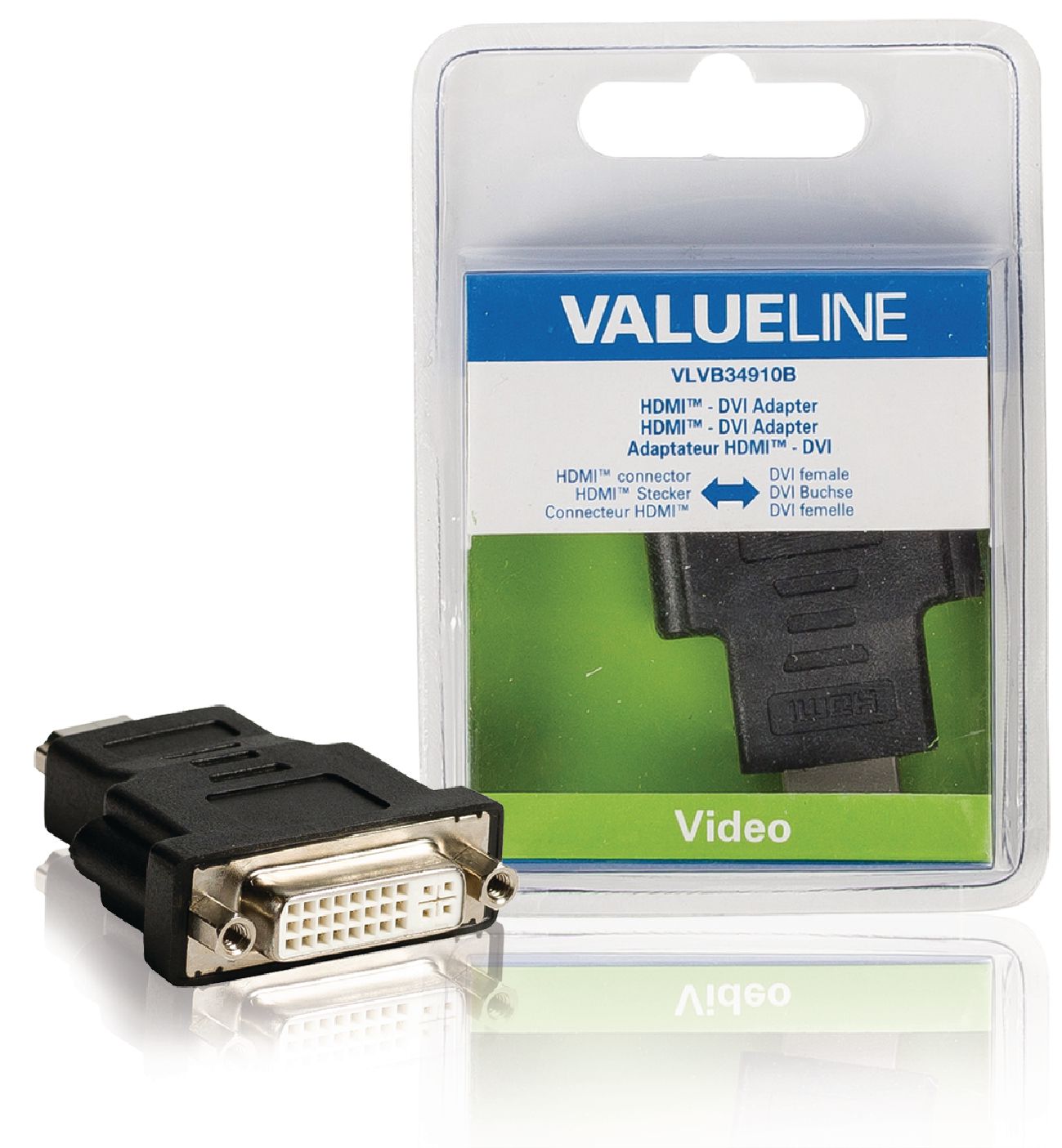 Valueline High-Speed-HDMI mit Ethernet-Adapter HDMI Anschluss - DVI-D 24+1p Buchse Schwarz