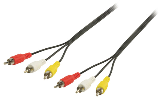 Valueline Composite-Videokabel 3x RCA male - 3x RCA male 3.00 m Schwarz