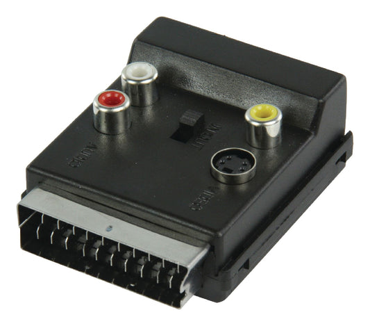 Valueline SCART-Adapter schaltbar Scart-male - SCART-female + S-Video-female + 3x Cinch-female Schwarz