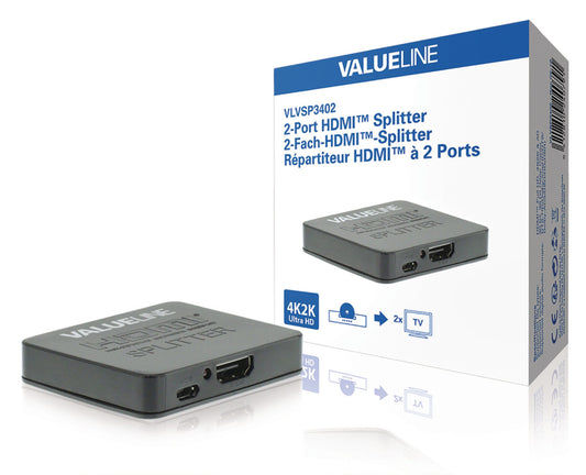 Valueline 2-Port HDMI Verteiler Schwarz