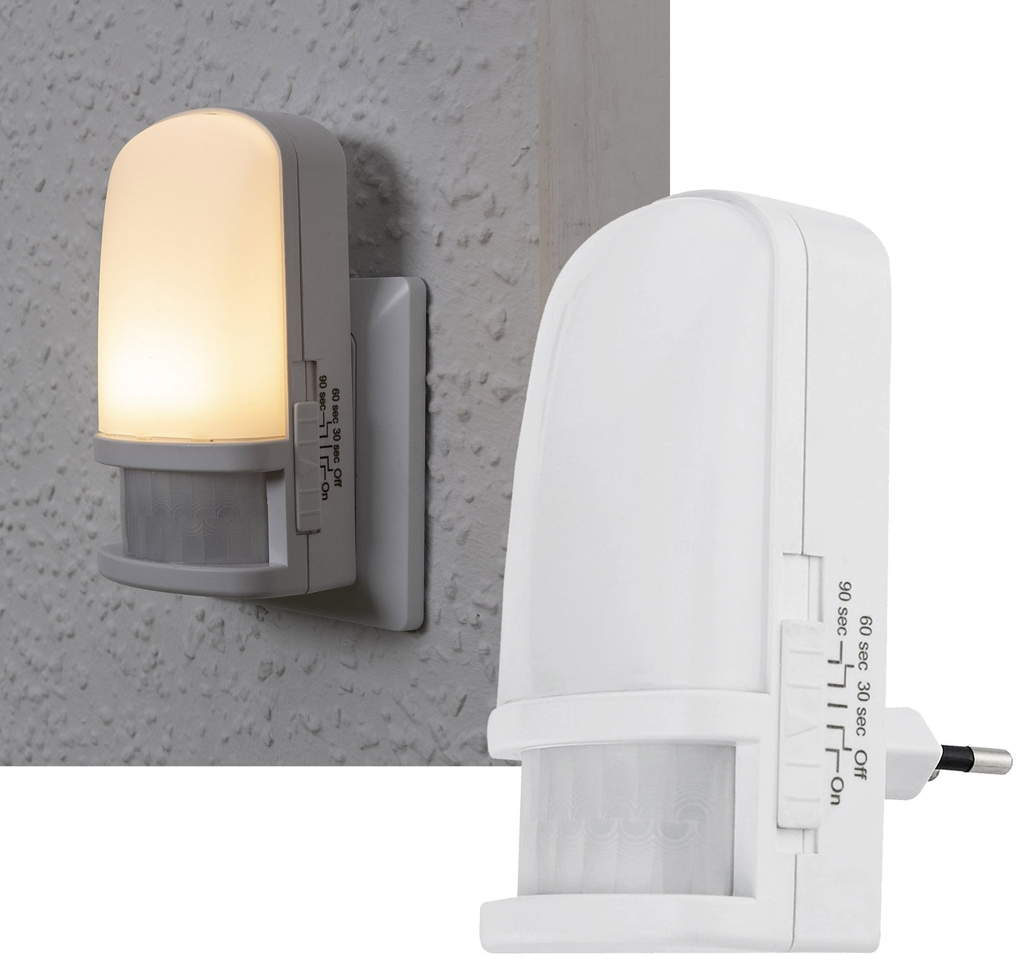 LED Nachtlicht mit Bewegungsmelder 230V, 3 weiße LEDs, On/Off/Auto