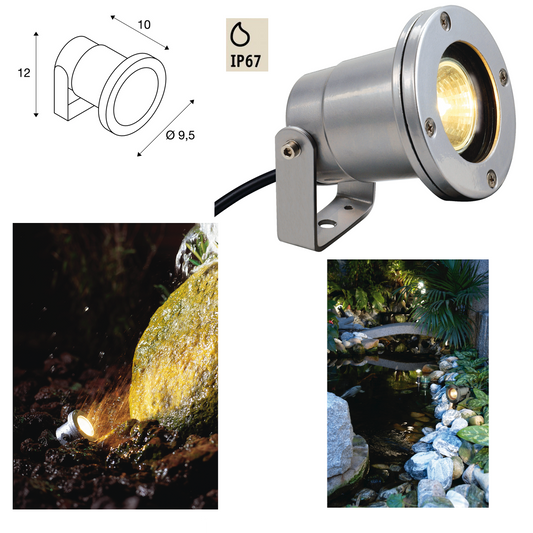 SLV NAUTILUS IP67, silbergrau, MR16, max. 35W