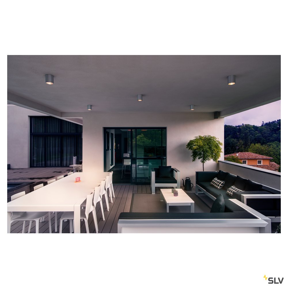 SLV ROX CEILING OUT, QPAR11, Outdoor Deckenleuchte, alu gebürstet, max. 50W,IP44
