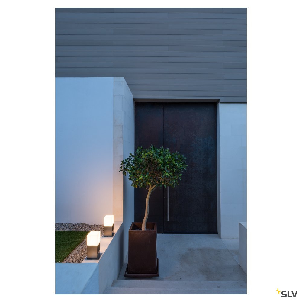 SLV SQUARE POLE 30, E27, Outdoor Stehleuchte, alu gebürstet, max. 20W, IP44