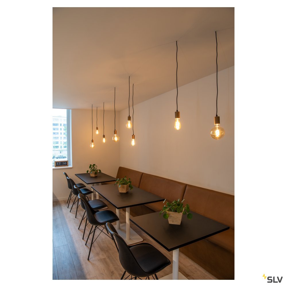 SLV FITU E27 Pendelleuchte, Bambus hell, 2,5m Kabel mit offenem Kabelende, max. 60W