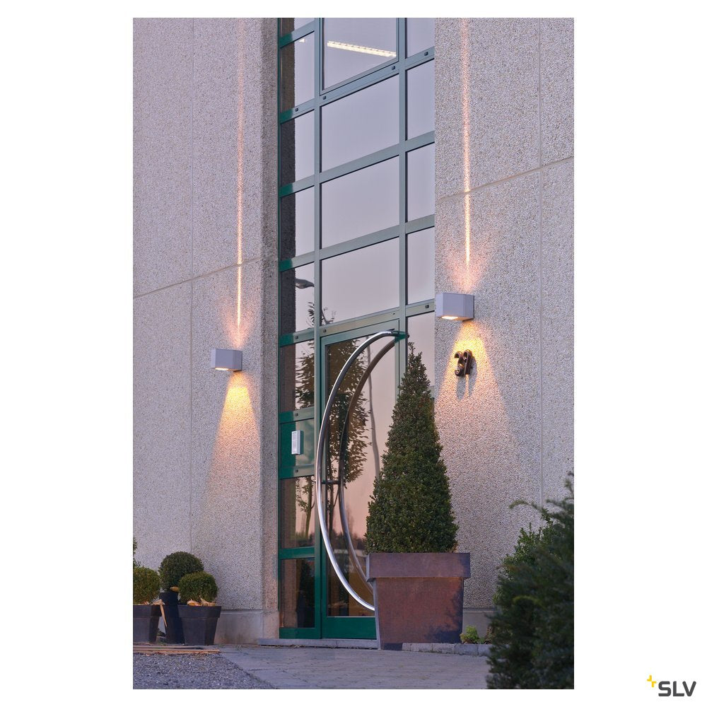 SLV OUT BEAM QT-DE12 Outdoor Wandleuchte, Beam/Flood , silbergrau, max. 80W, IP44