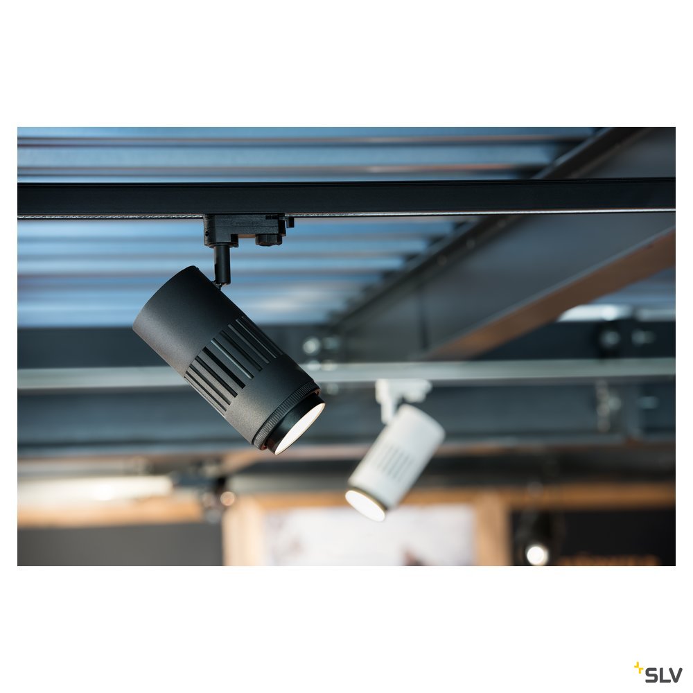 SLV STRUCTEC LED Zooming Lens Strahler für 3Phasen Hochvolt-Stromschiene, 3000K, schwarz, 20-60°, inkl. 3 Phasen-Adapter