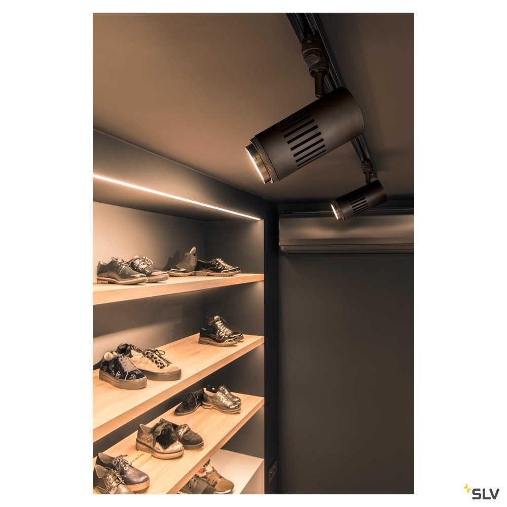 SLV STRUCTEC LED Zooming Lens Strahler für 3Phasen Hochvolt-Stromschiene, 3000K, schwarz, 20-60°, inkl. 3 Phasen-Adapter