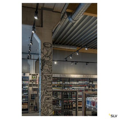 SLV KALU LED Strahler für 3Phasen Hochvolt-Stromschiene, 3000K, schwarz, 60°, inkl. 3 Phasen-Adapter