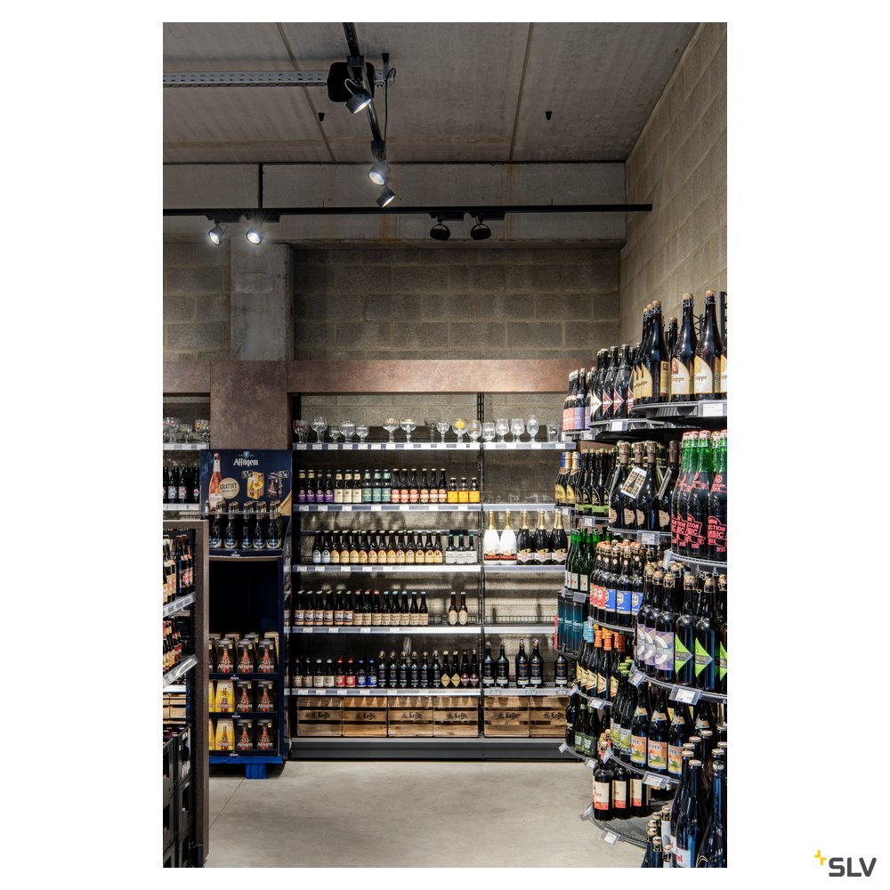 SLV KALU LED Strahler für 3Phasen Hochvolt-Stromschiene, 3000K, schwarz, 60°, inkl. 3 Phasen-Adapter