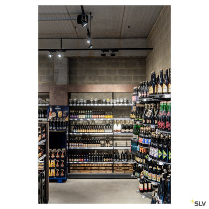 SLV KALU LED Strahler für 3Phasen Hochvolt-Stromschiene, 3000K, schwarz, 60°, inkl. 3 Phasen-Adapter