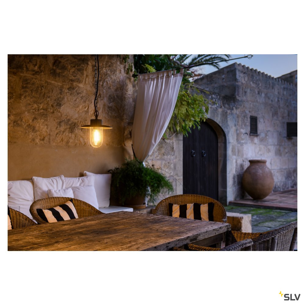 SLV MOLAT E27 Outdoor Pendeleuchte, anthrazit, max. 60W, IP44