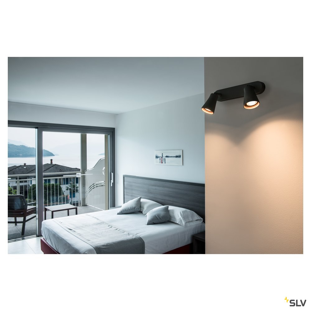 SLV AVO CW Double, Indoor Wand- und Deckenaufbauleuchte, QPAR51, schwarz, max. 50W