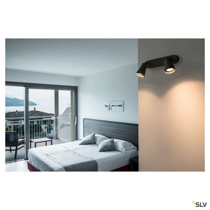 SLV AVO CW Double, Indoor Wand- und Deckenaufbauleuchte, QPAR51, schwarz, max. 50W