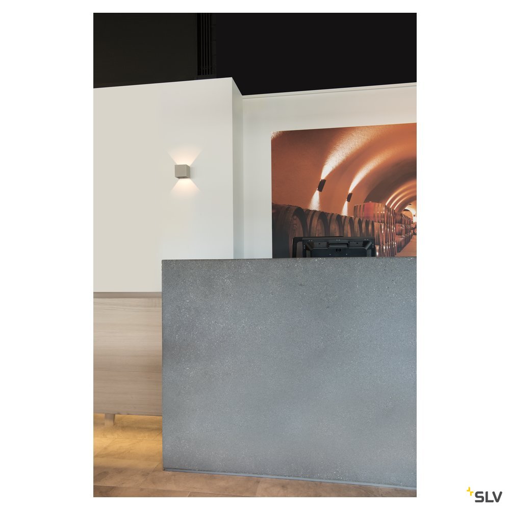 SLV SOLID CUBE Wandleuchte, QT14, grau, max. 25W