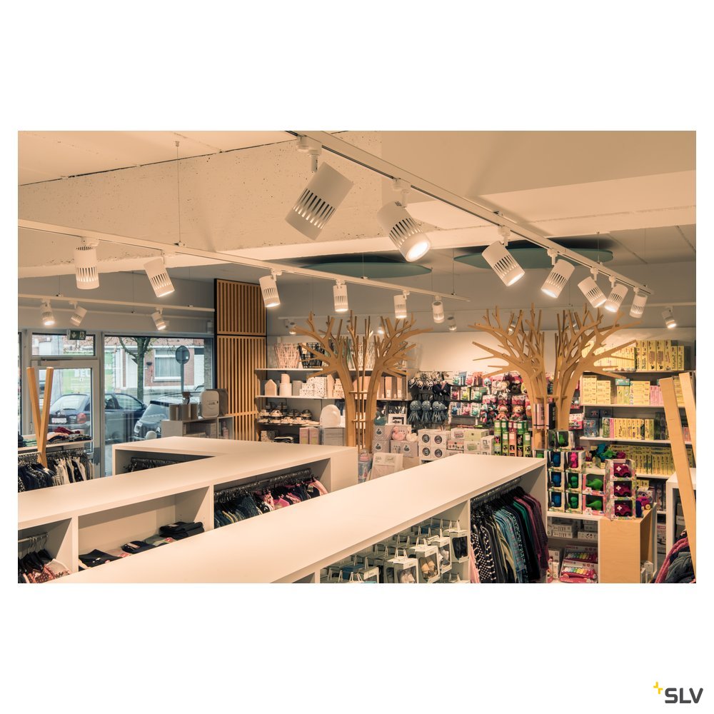 SLV STRUCTEC LED Strahler für 3Phasen Hochvolt-Stromschiene, 24W, 3000K, 60°, weiss, inkl. 3 Phasen Adapter