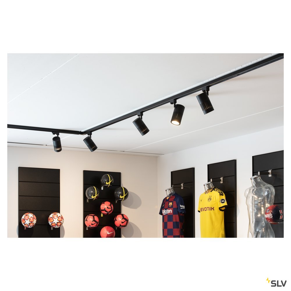 SLV STRUCTEC LED Strahler für 3Phasen Hochvolt-Stromschiene, 24W, 4000K, 36°, schwarz, inkl. 3 Phasen Adapter