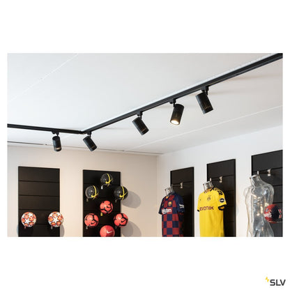 SLV STRUCTEC LED Strahler für 3Phasen Hochvolt-Stromschiene, 24W, 4000K, 36°, schwarz, inkl. 3 Phasen Adapter