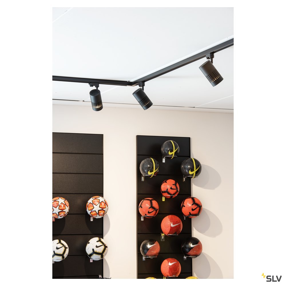 SLV STRUCTEC LED Strahler für 3Phasen Hochvolt-Stromschiene, 24W, 4000K, 36°, schwarz, inkl. 3 Phasen Adapter