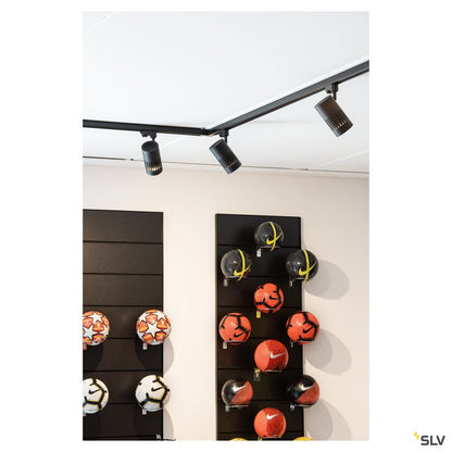 SLV STRUCTEC LED Strahler für 3Phasen Hochvolt-Stromschiene, 24W, 4000K, 36°, schwarz, inkl. 3 Phasen Adapter
