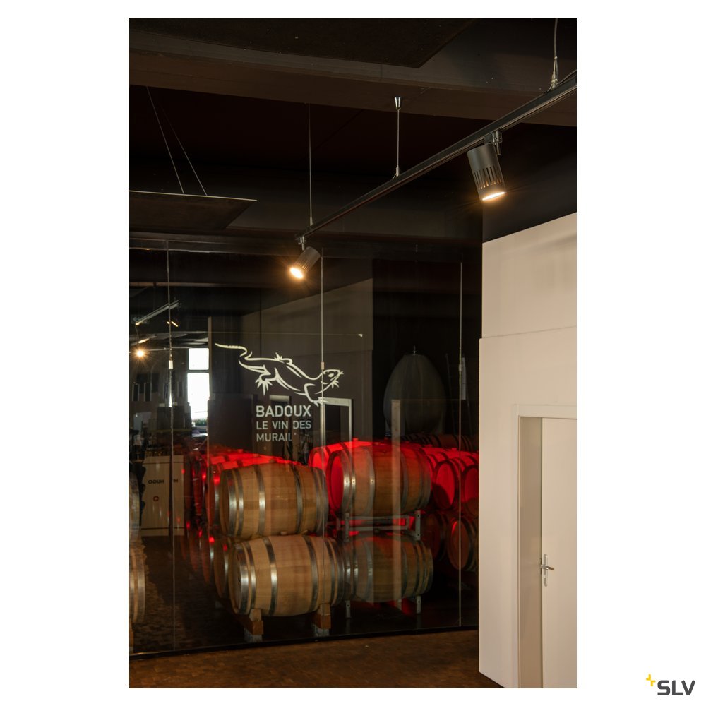 SLV STRUCTEC LED Strahler für 3Phasen Hochvolt-Stromschiene, 24W, 4000K, 60°, schwarz, inkl. 3 Phasen Adapter