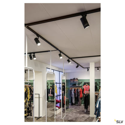 SLV STRUCTEC LED Strahler für 3Phasen Hochvolt-Stromschiene, 30W, 3000K, 60°, schwarz, inkl. 3 Phasen Adapter